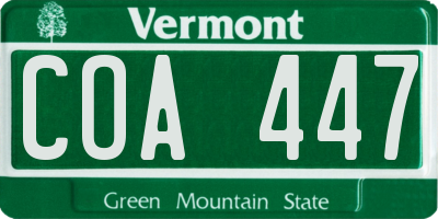 VT license plate COA447