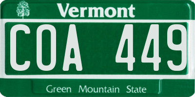 VT license plate COA449