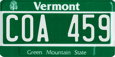 VT license plate COA459