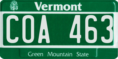 VT license plate COA463