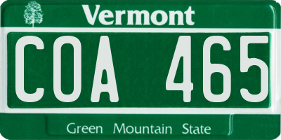 VT license plate COA465