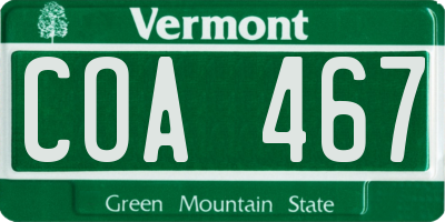 VT license plate COA467