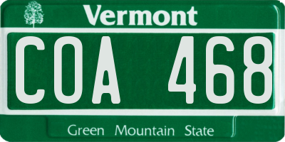 VT license plate COA468