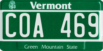 VT license plate COA469