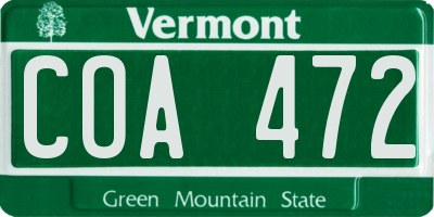 VT license plate COA472