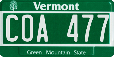 VT license plate COA477
