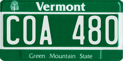 VT license plate COA480