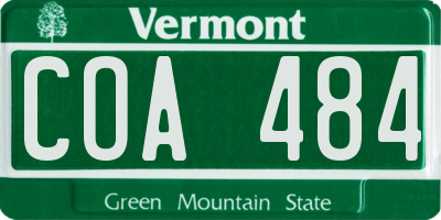 VT license plate COA484