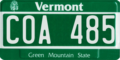 VT license plate COA485