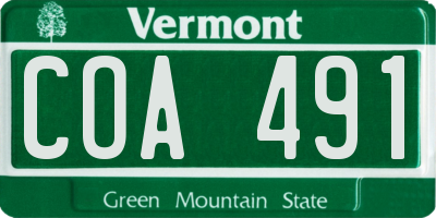 VT license plate COA491