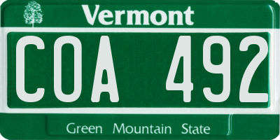 VT license plate COA492