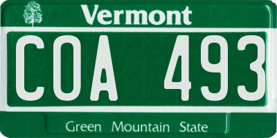 VT license plate COA493