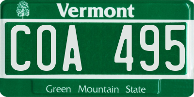 VT license plate COA495
