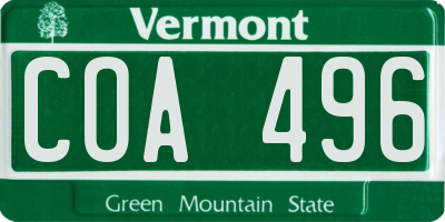 VT license plate COA496