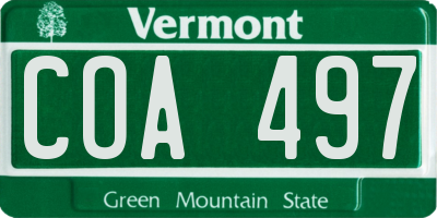 VT license plate COA497