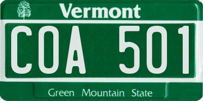VT license plate COA501