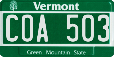VT license plate COA503