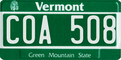 VT license plate COA508
