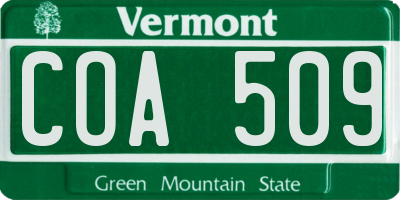 VT license plate COA509
