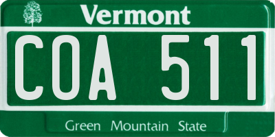VT license plate COA511