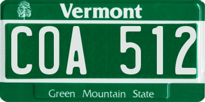 VT license plate COA512