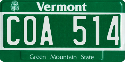 VT license plate COA514