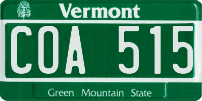 VT license plate COA515