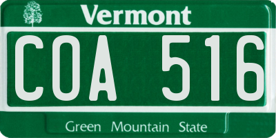 VT license plate COA516