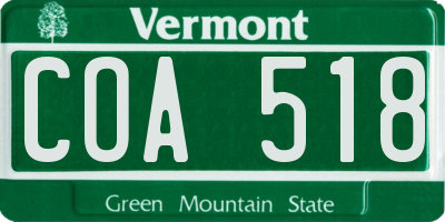 VT license plate COA518