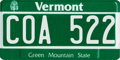 VT license plate COA522