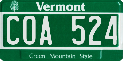 VT license plate COA524