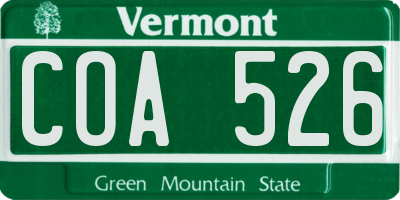 VT license plate COA526
