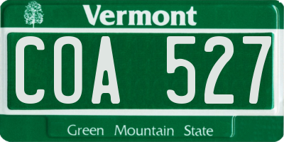 VT license plate COA527