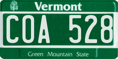 VT license plate COA528