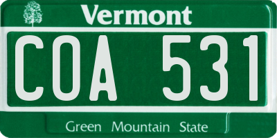 VT license plate COA531