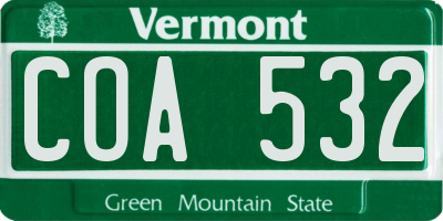 VT license plate COA532