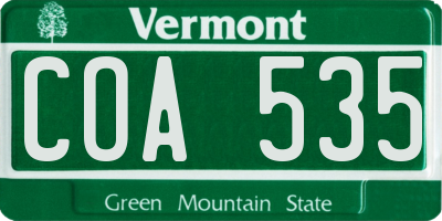 VT license plate COA535