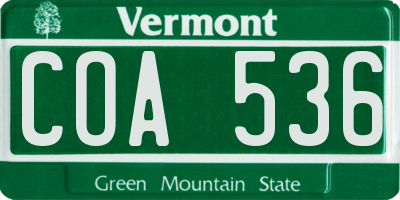 VT license plate COA536