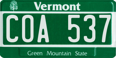 VT license plate COA537