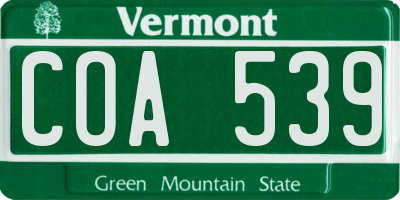 VT license plate COA539