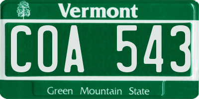 VT license plate COA543
