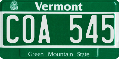 VT license plate COA545