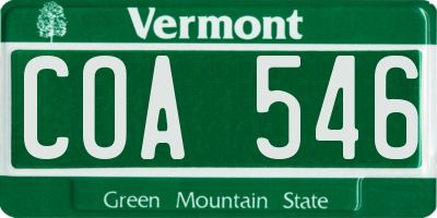 VT license plate COA546