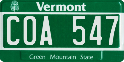 VT license plate COA547