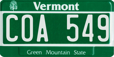 VT license plate COA549