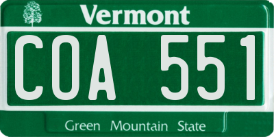 VT license plate COA551
