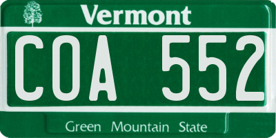 VT license plate COA552