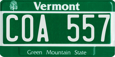 VT license plate COA557