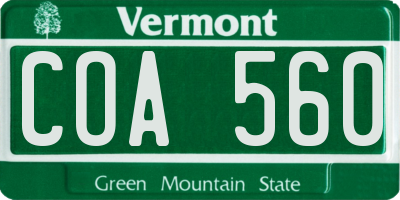 VT license plate COA560