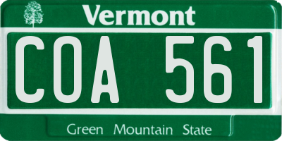 VT license plate COA561